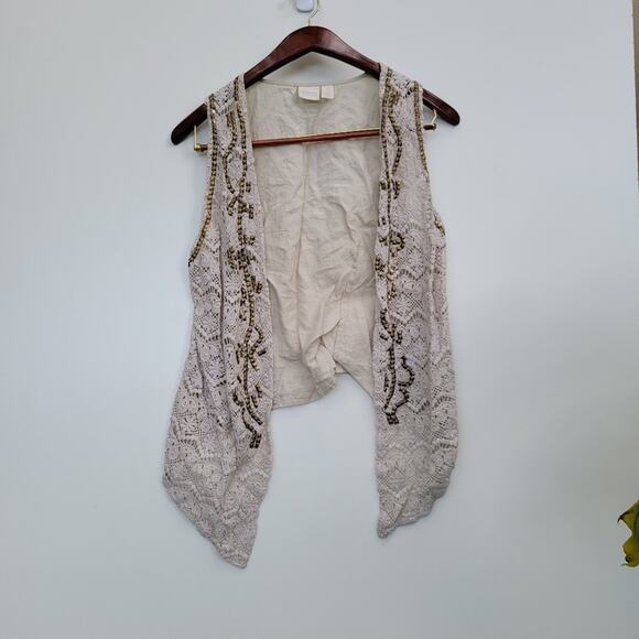 Chicos Hi-Lo Open Cardigan Cream 1 - Picture 1 of 8
